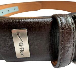 NIKE G-Flex Leather Belt, Brown.  Metal Rectangular Buckle 47" Long